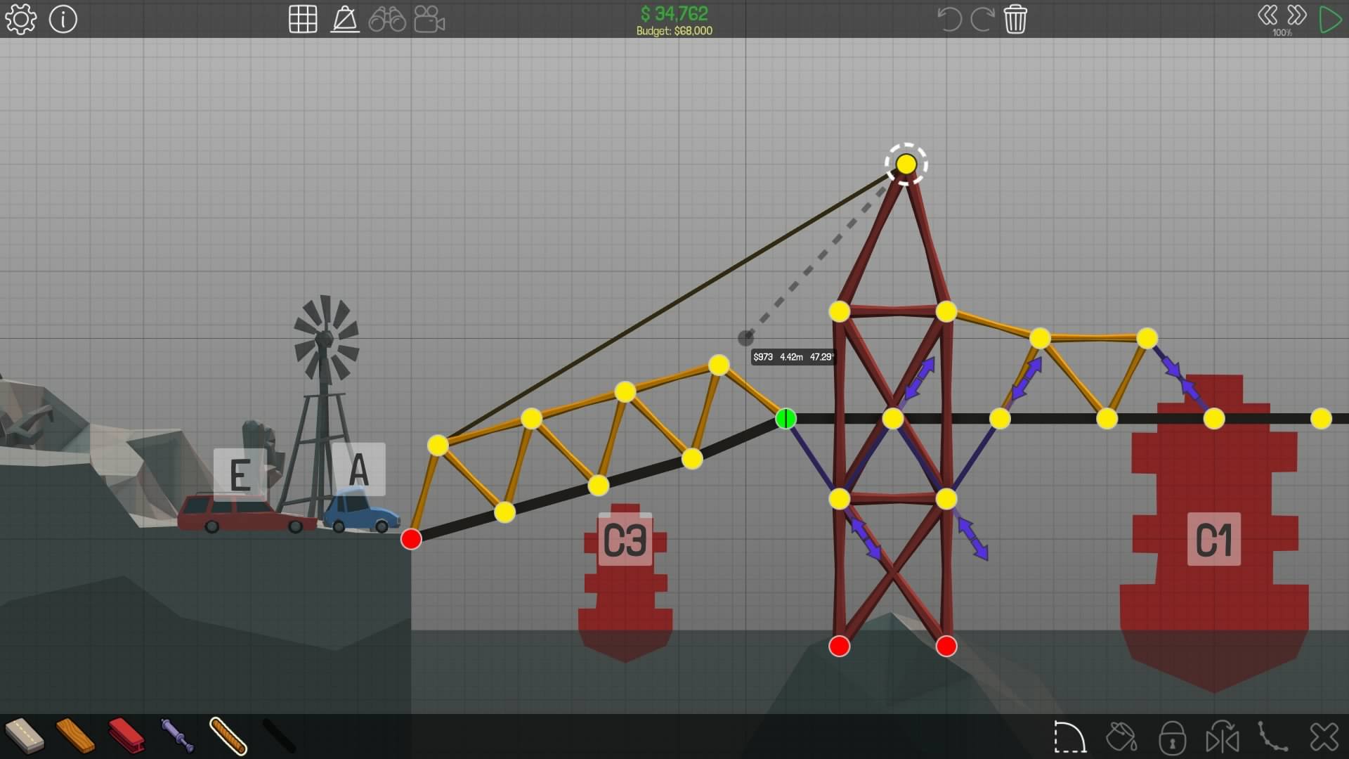 Screenshot for the game Poly Bridge